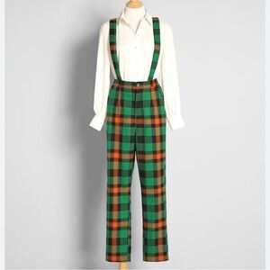 ModCloth X Collectif Never Mad Always Plaid Trousers w/ Detachable Suspenders